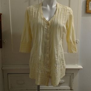 Soft Surroundings yellow gauzy top Sz PM